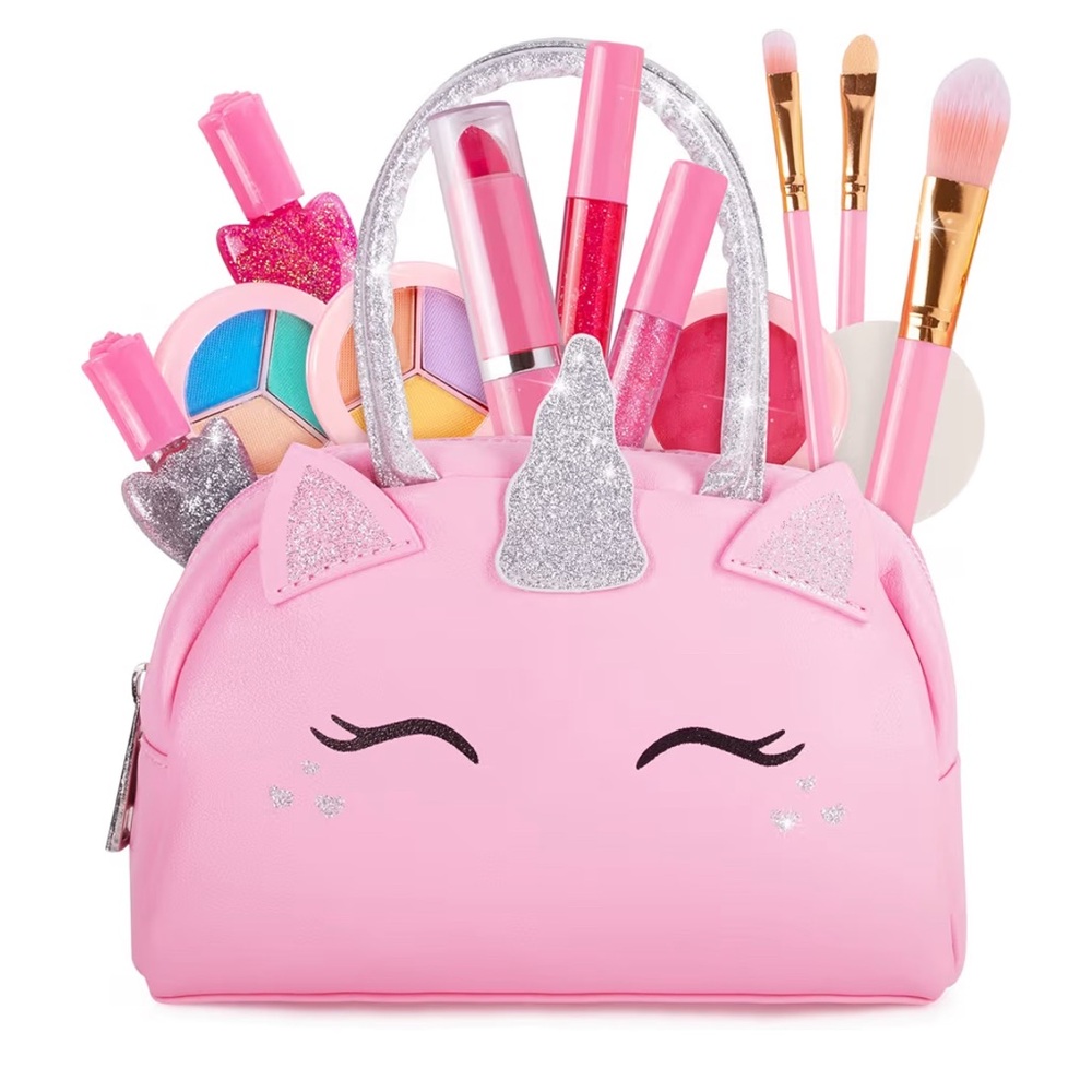 Sparkle Unicorn Cosmetic Bag for Kids - Pink and Silver